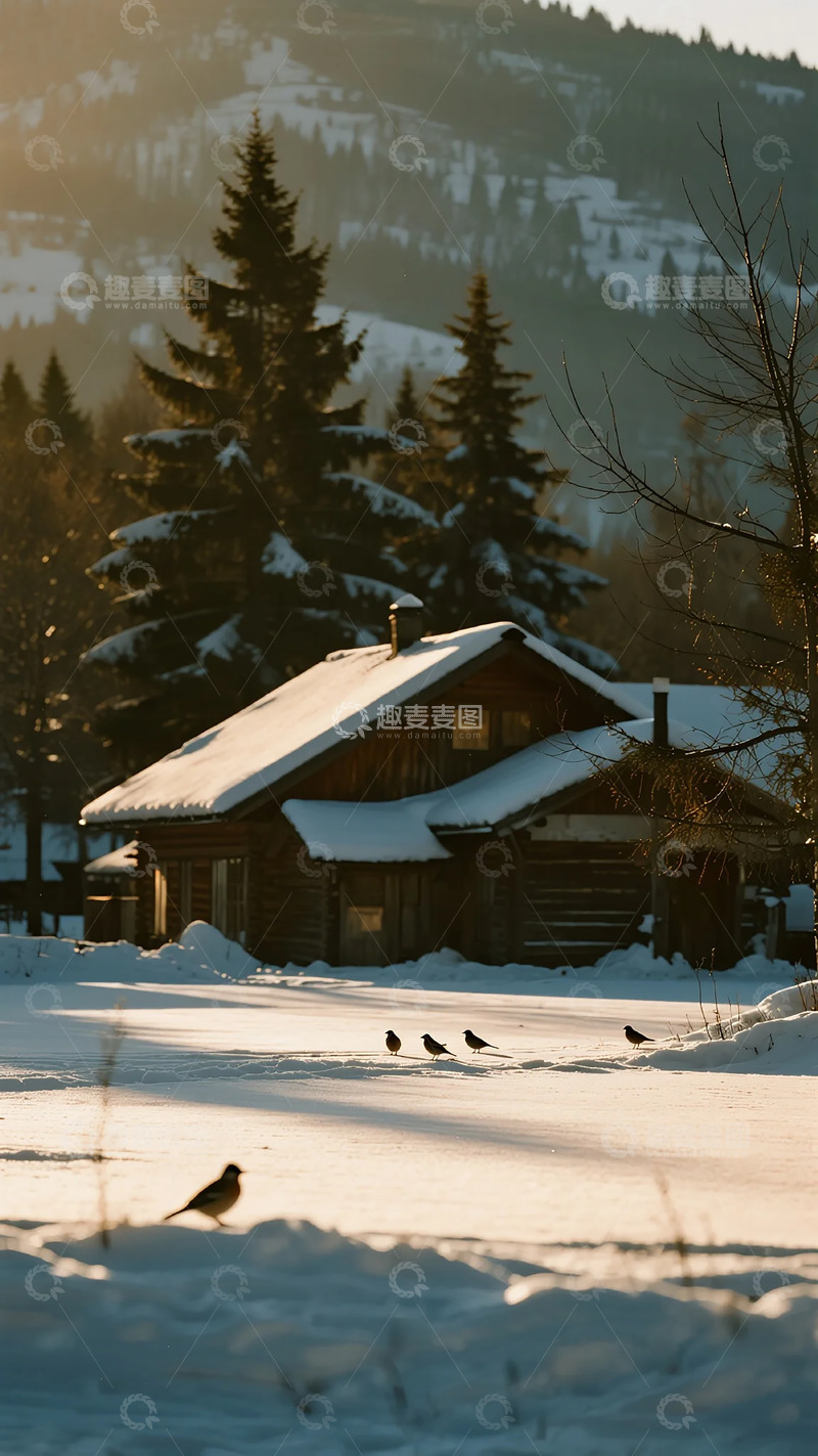 高清大图下载【趣麦麦图】冬日木屋雪景风光摄影