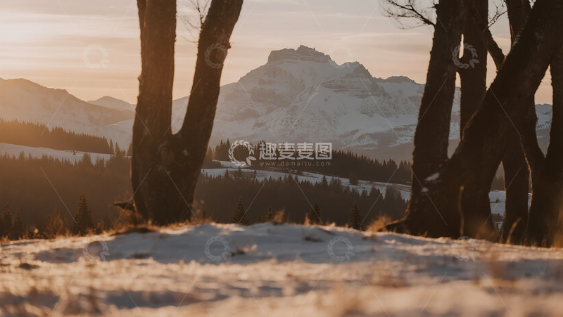 高清大图下载【趣麦麦图】雪山日落风光摄影