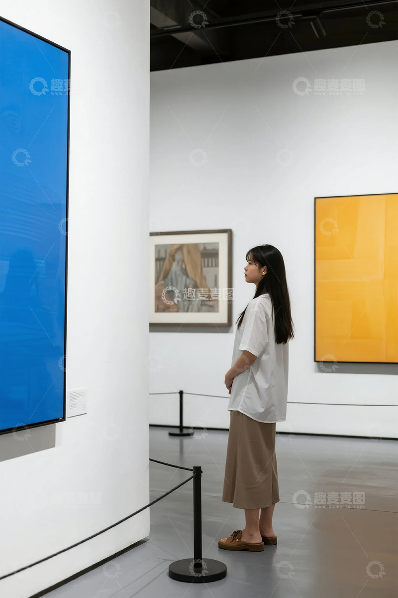 高清大图下载【趣麦麦图】现代美术馆观展女性