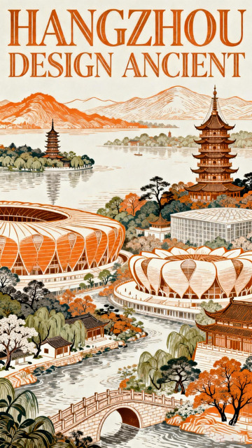 杭州古韵现代建筑艺术海报