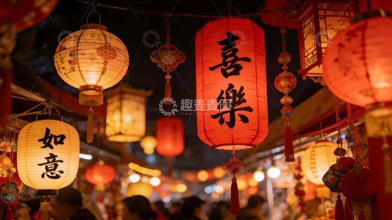 高清大图下载【趣麦麦图】红灯笼节庆氛围中文书法