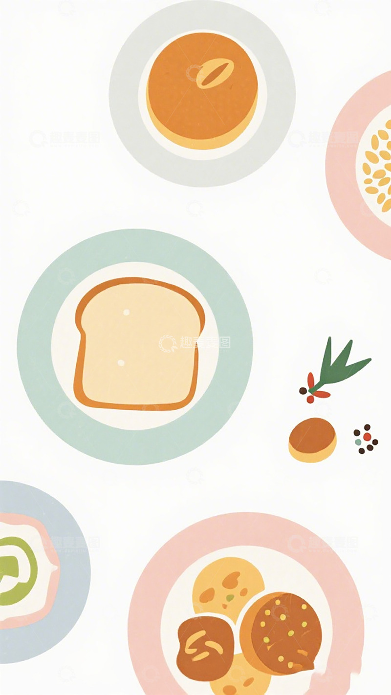 高清大图下载【趣麦麦图】卡通美食插画设计素材