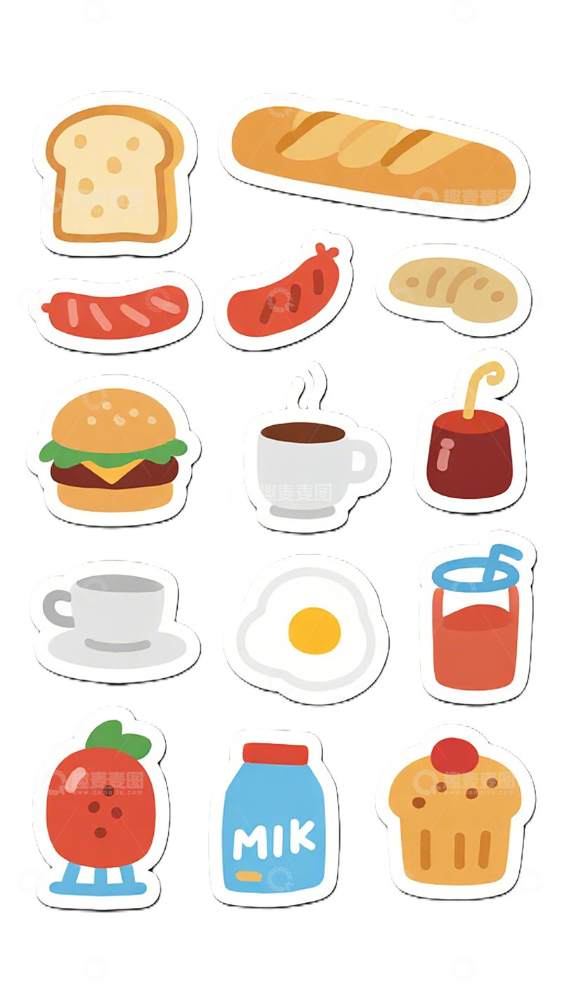 高清大图下载【趣麦麦图】卡通美食贴纸合集