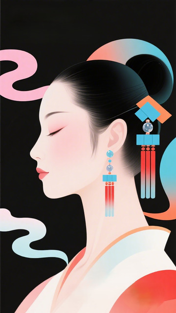 现代艺术风格女性肖像插画