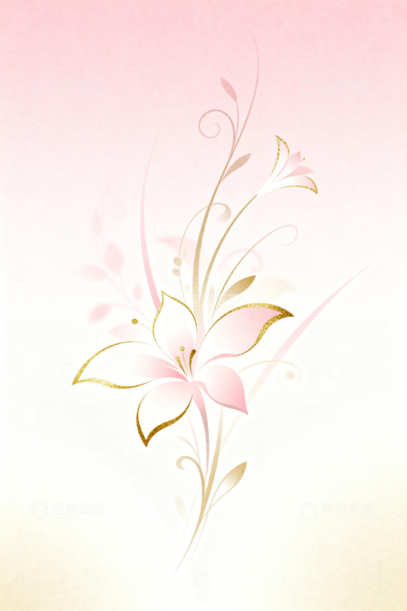 高清大图下载【趣麦麦图】粉色淡雅花卉插画设计