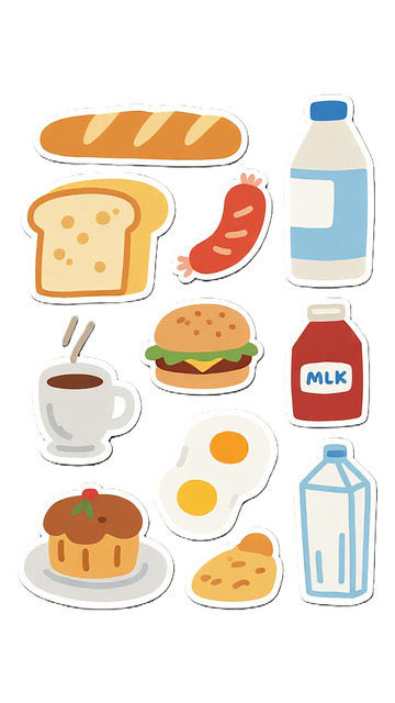 卡通早餐食品贴纸
