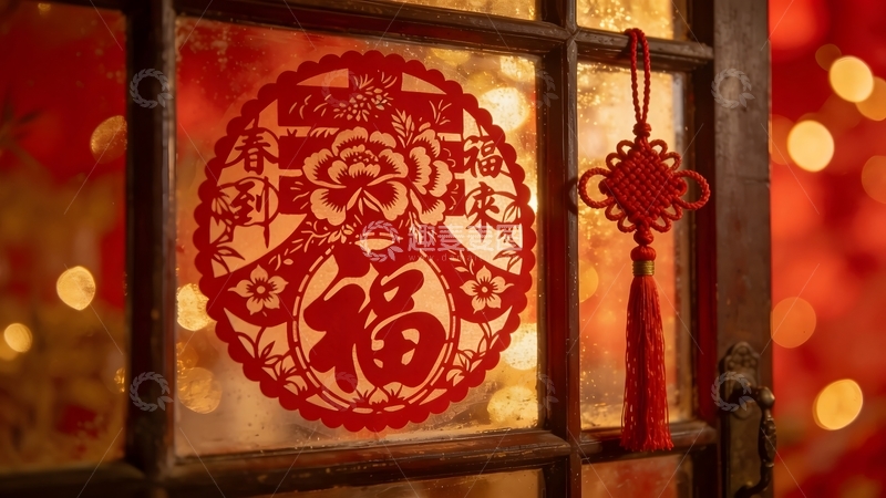 高清大图下载【趣麦麦图】春节窗花福字装饰