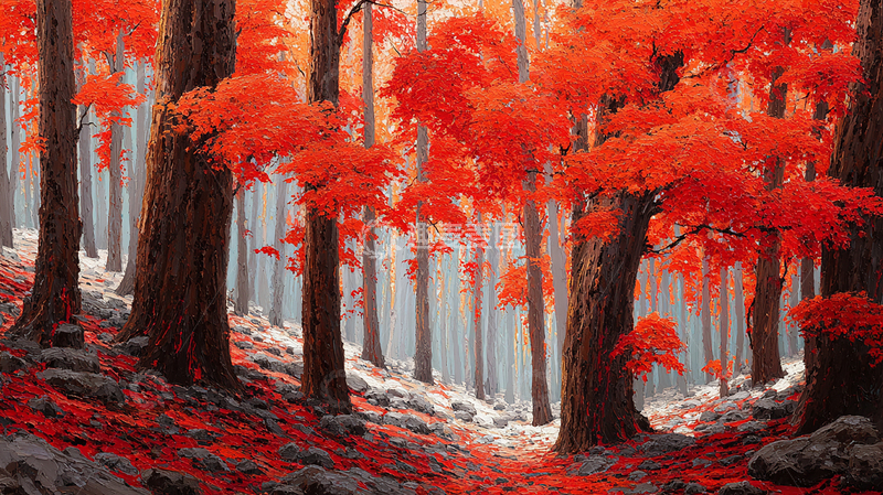 高清大图下载【趣麦麦图】红叶林深秋景色
