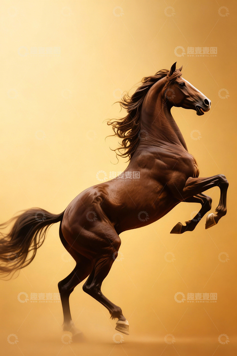 高清大图下载【趣麦麦图】骏马奔腾油画风格艺术图片