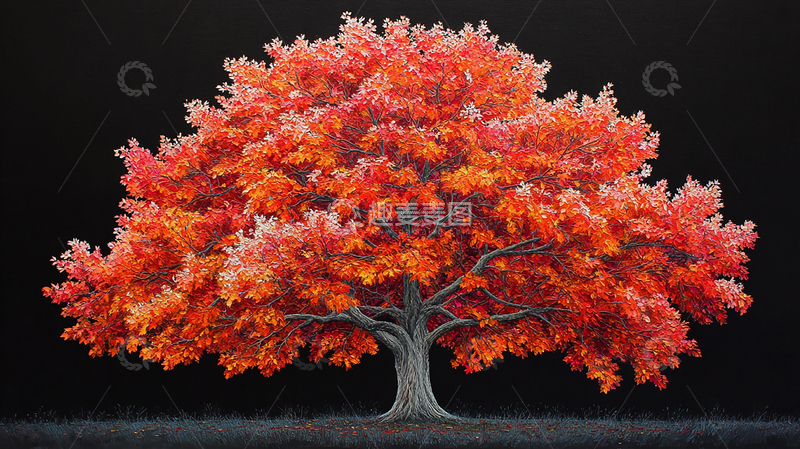 高清大图下载【趣麦麦图】秋季红叶大树