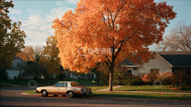 高清大图下载【趣麦麦图】秋日街景温馨时光