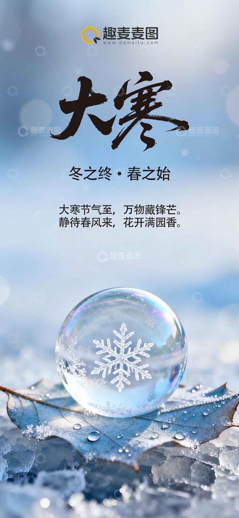 源文件下载【趣麦麦图】冰雪风大寒节气意境海报