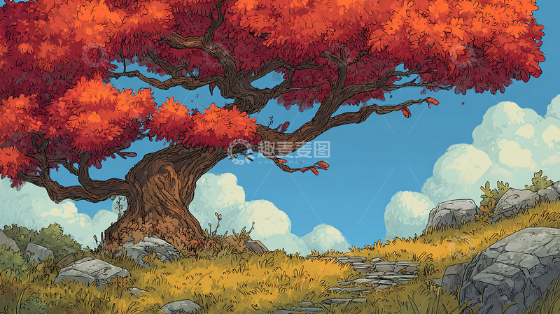 高清大图下载【趣麦麦图】绚丽枫树景色