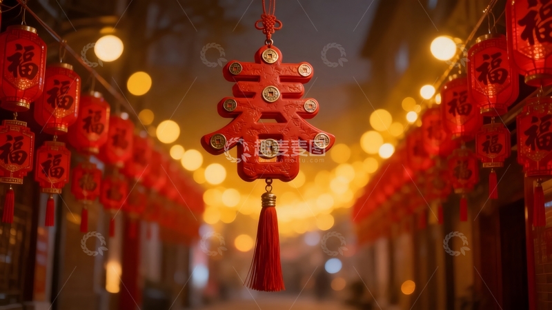高清大图下载【趣麦麦图】春节红灯笼街景装饰
