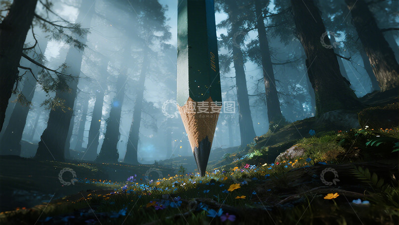 高清大图下载【趣麦麦图】梦幻森林铅笔艺术创意图片