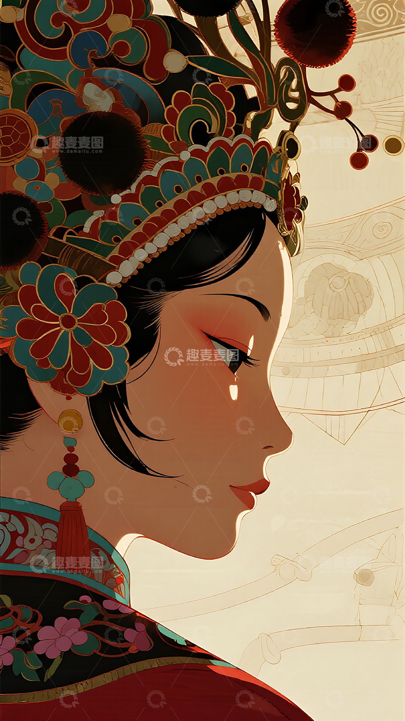 高清大图下载【趣麦麦图】古风戏曲人物插画