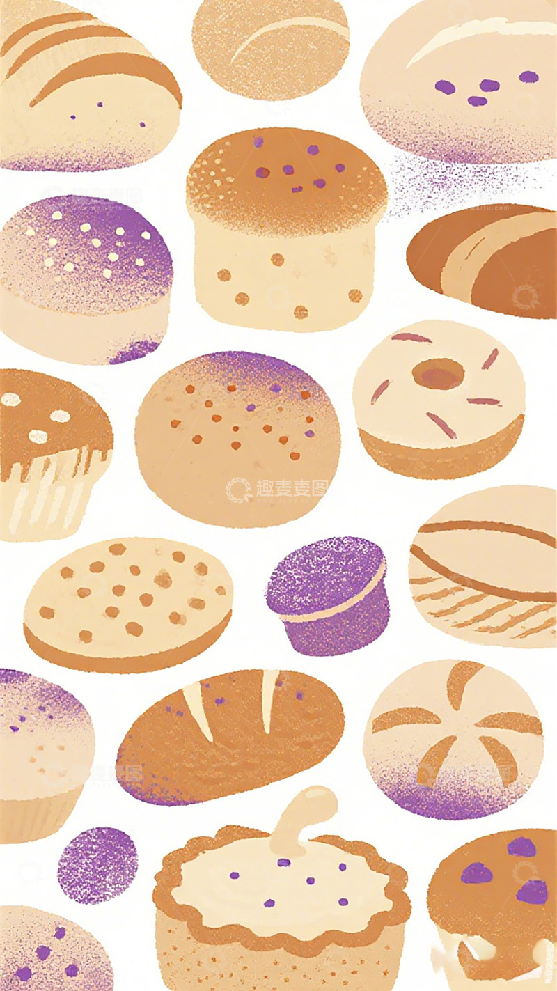 高清大图下载【趣麦麦图】缤纷糕点插画设计素材