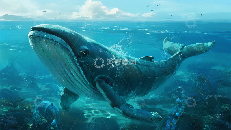 高清大图下载【趣麦麦图】深海巨兽插画海洋生物