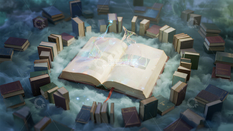 高清大图下载【趣麦麦图】奇幻魔法书场景插画