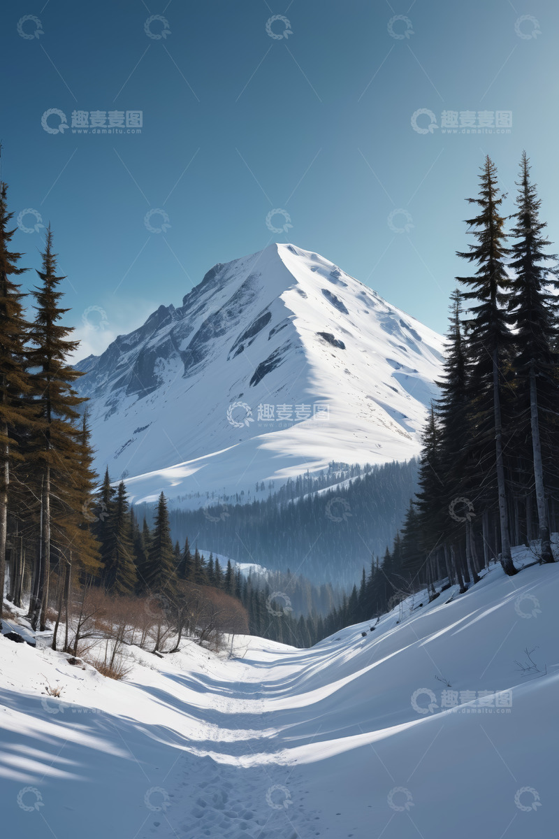 高清大图下载【趣麦麦图】雪山森林雪景自然风光
