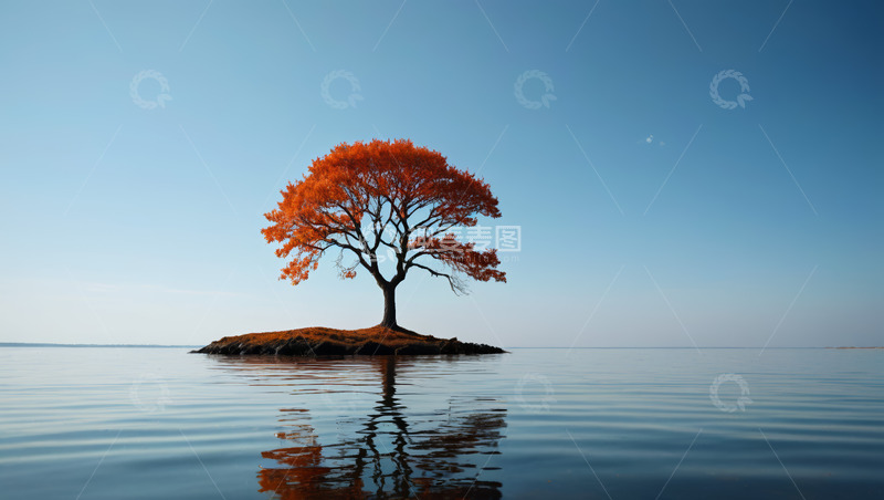高清大图下载【趣麦麦图】湖心小岛上的红树景观