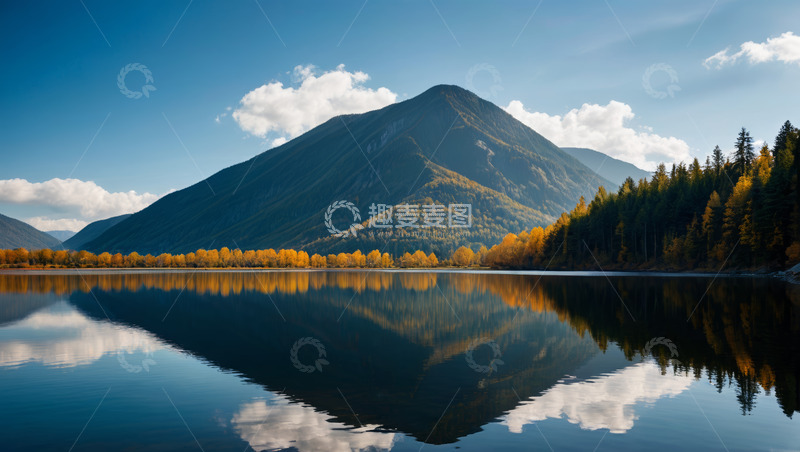 高清大图下载【趣麦麦图】山林湖泊自然风光全景