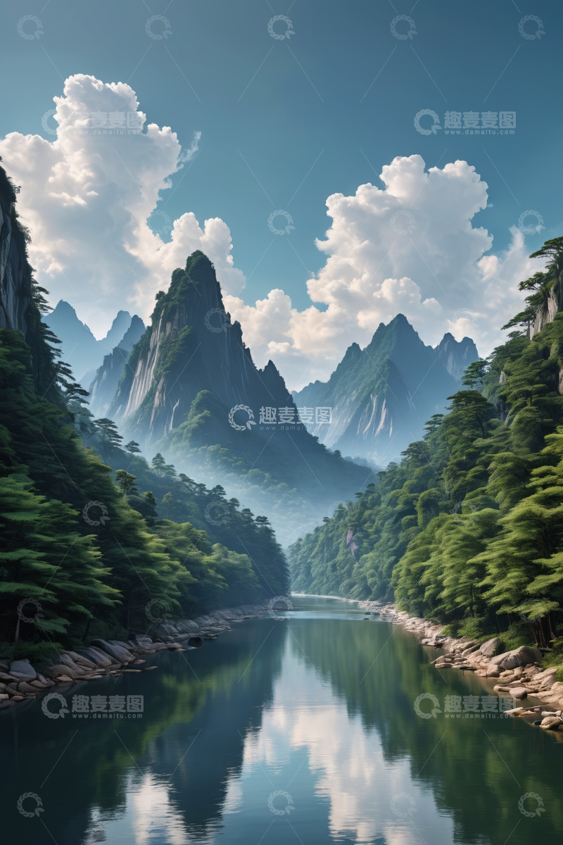 高清大图下载【趣麦麦图】山水相依的自然风光