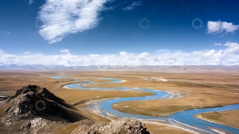 高清大图下载【趣麦麦图】高原河流风光壮丽景观