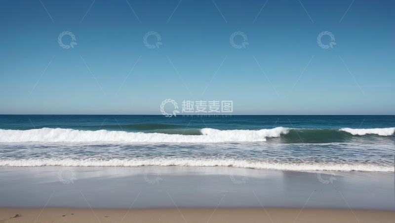 高清大图下载【趣麦麦图】海滩海浪蓝天自然景观