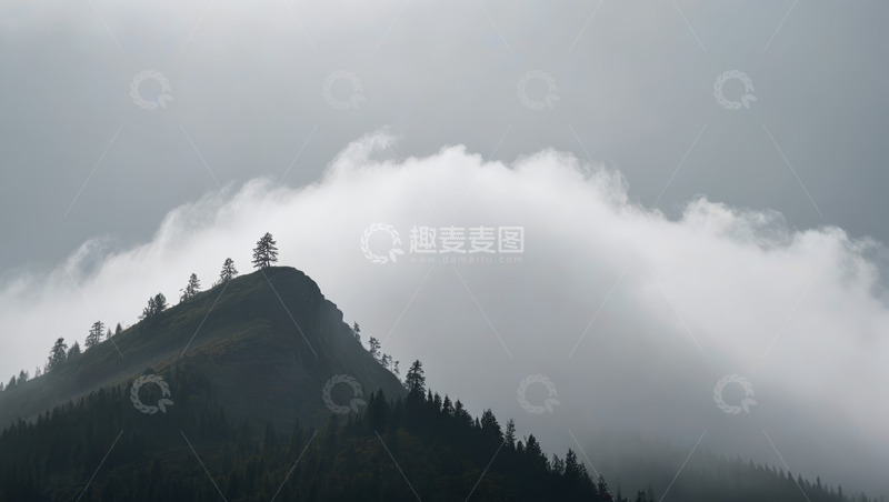 高清大图下载【趣麦麦图】云雾缭绕的山林景色