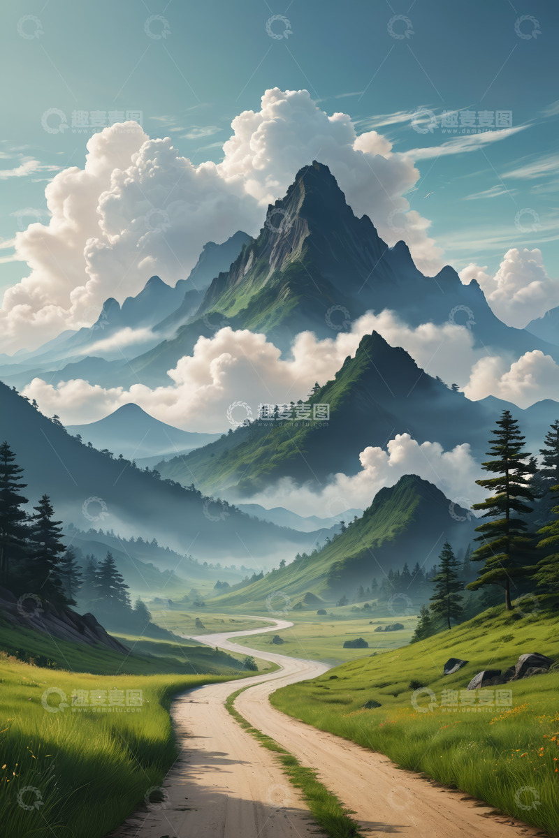 高清大图下载【趣麦麦图】山间蜿蜒小路自然风光