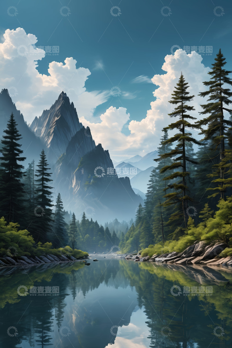 高清大图下载【趣麦麦图】山林湖泊自然风光