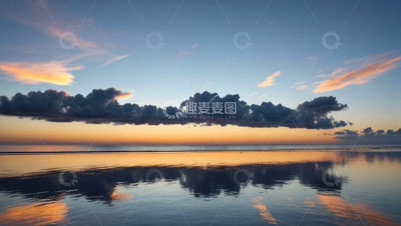 高清大图下载【趣麦麦图】海滩日落天空倒影景象