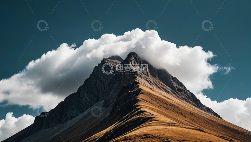 高清大图下载【趣麦麦图】高山上的白云环绕景观