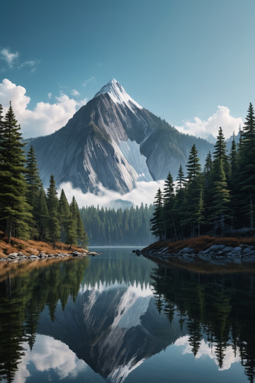 山林湖泊与雪山风景