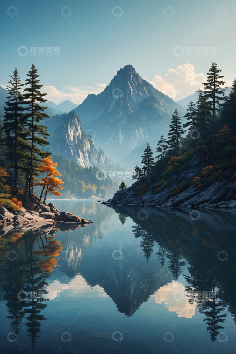 高清大图下载【趣麦麦图】山水相依的自然风光