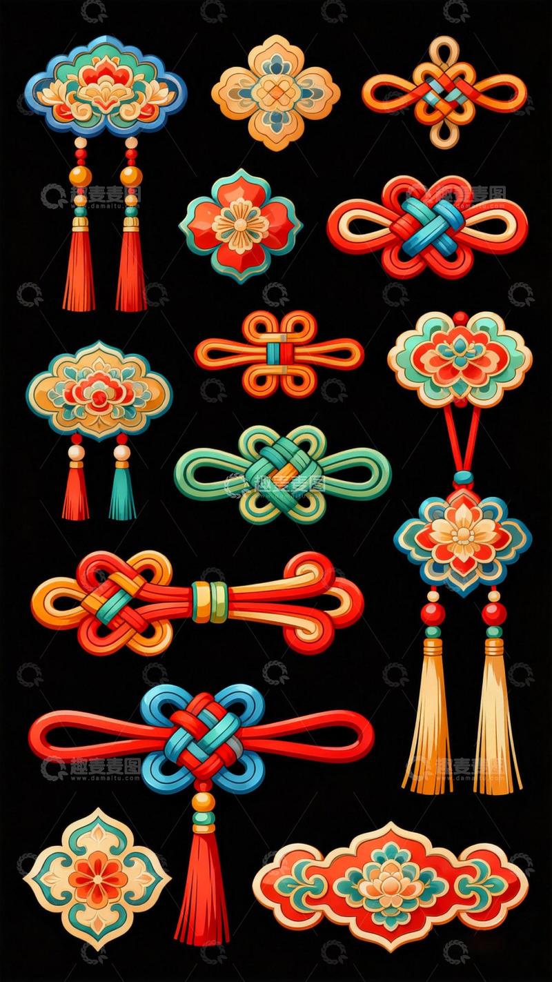 高清大图下载【趣麦麦图】中国传统结艺图案设计素材