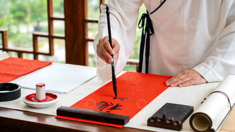 高清大图下载【趣麦麦图】着汉服者书法传统文化艺术毛笔字