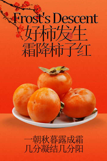 复古霜降节气传统海报