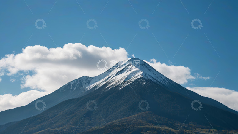 高清大图下载【趣麦麦图】雪山与蓝天白云风景