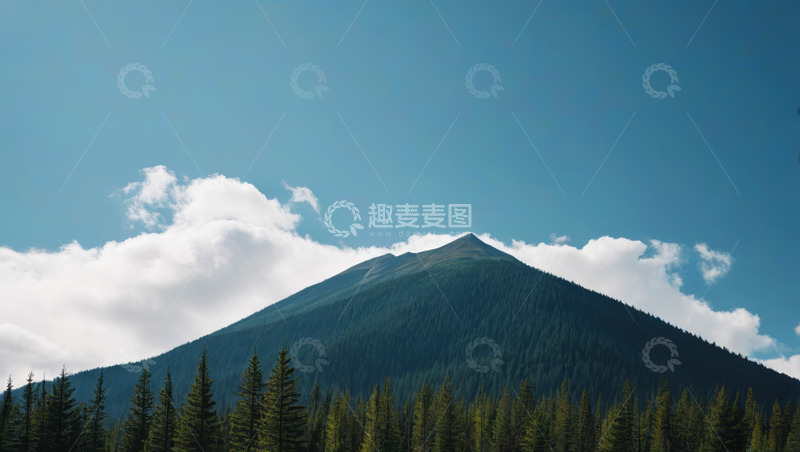 高清大图下载【趣麦麦图】蓝天白云下的山林景观