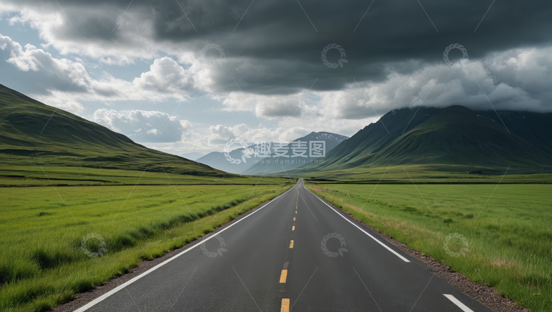 高清大图下载【趣麦麦图】草原上延伸的宽阔道路