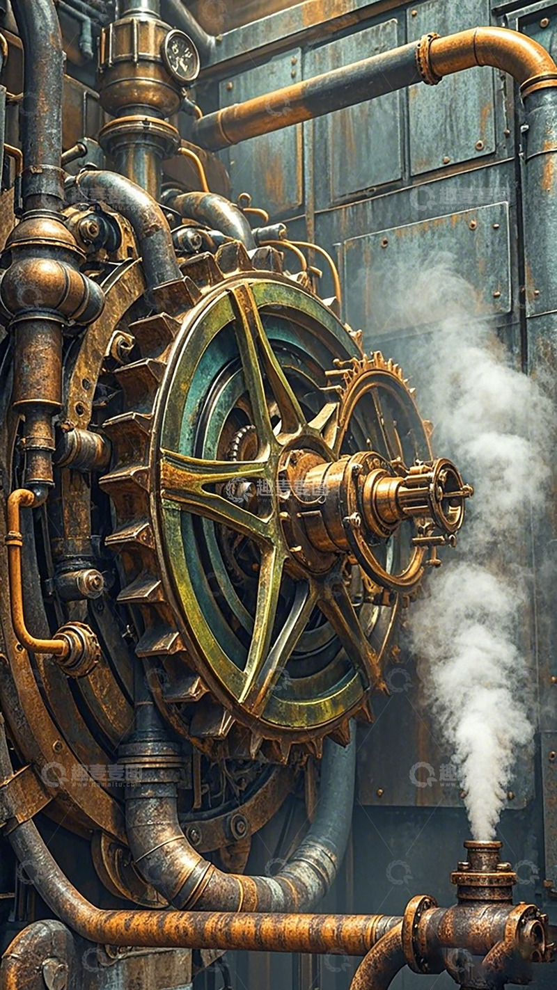 高清大图下载【趣麦麦图】蒸汽朋克机械齿轮装置细节图
