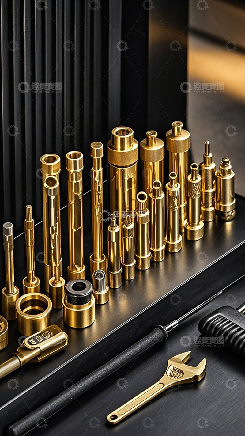 高清大图下载【趣麦麦图】金色工具套装展示