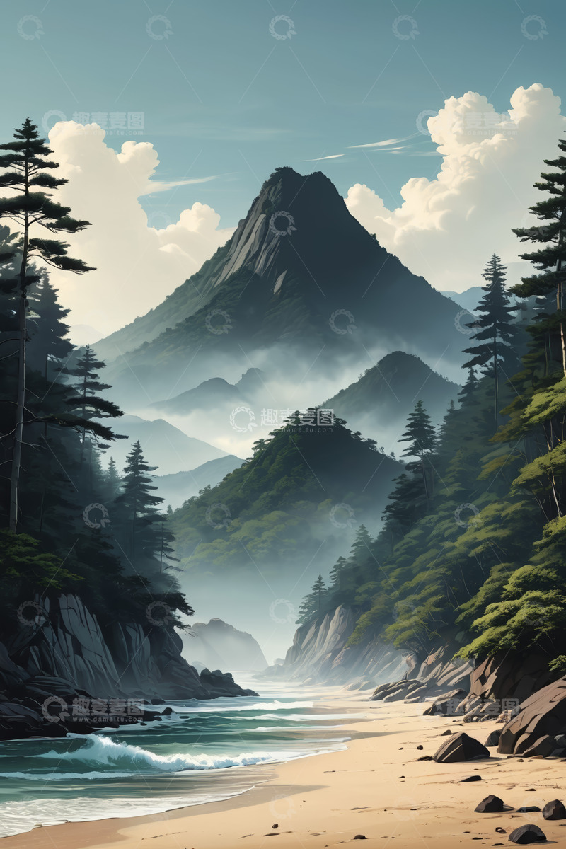 高清大图下载【趣麦麦图】山海森林自然风光