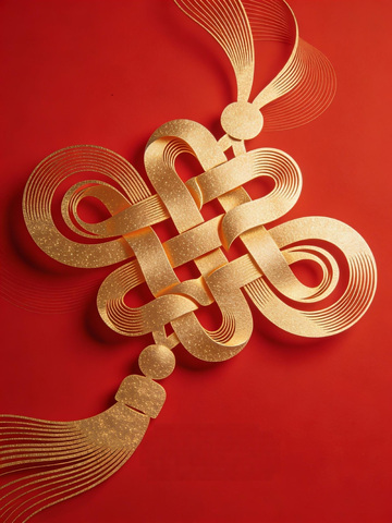 喜庆金色中国结元素