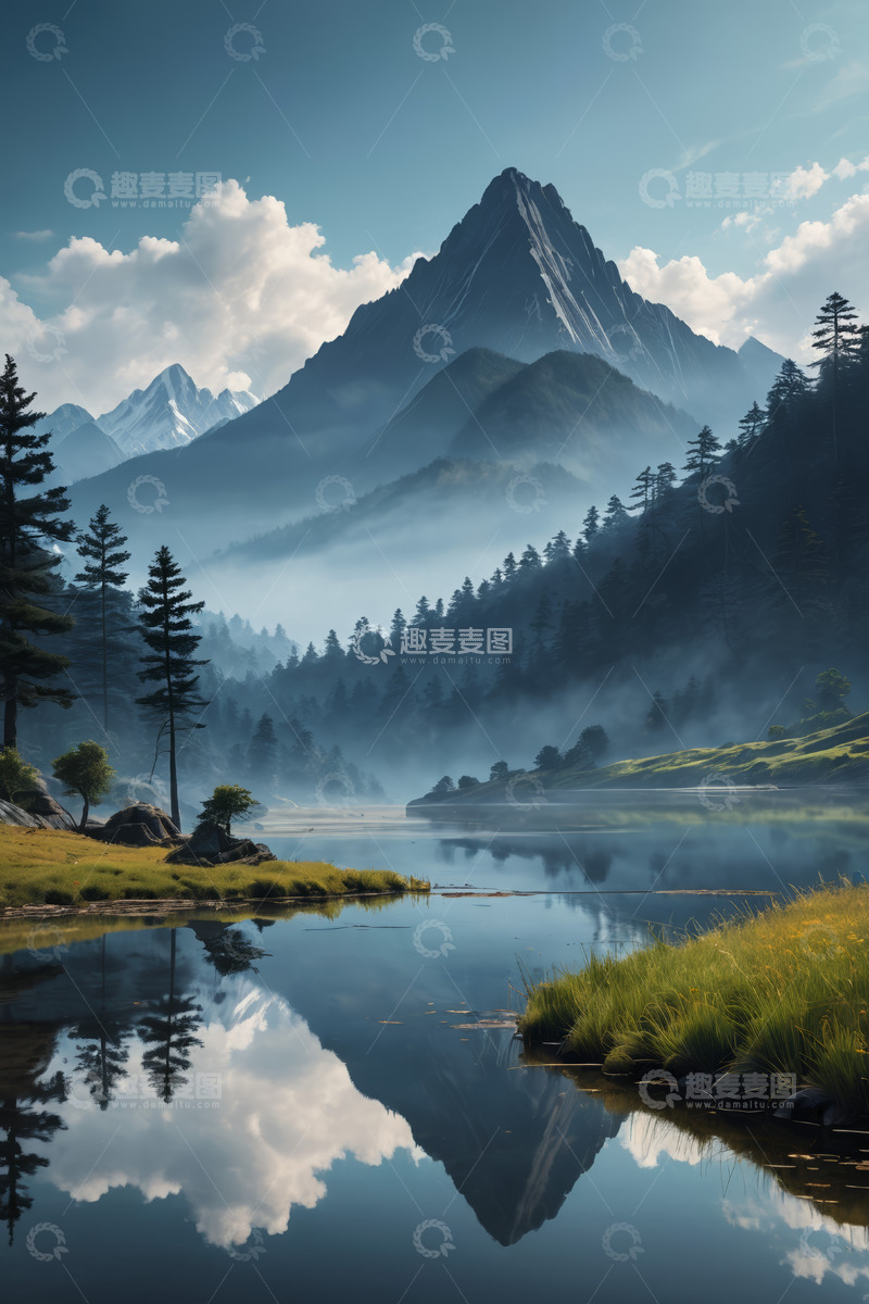 高清大图下载【趣麦麦图】山水相依的自然风光景色