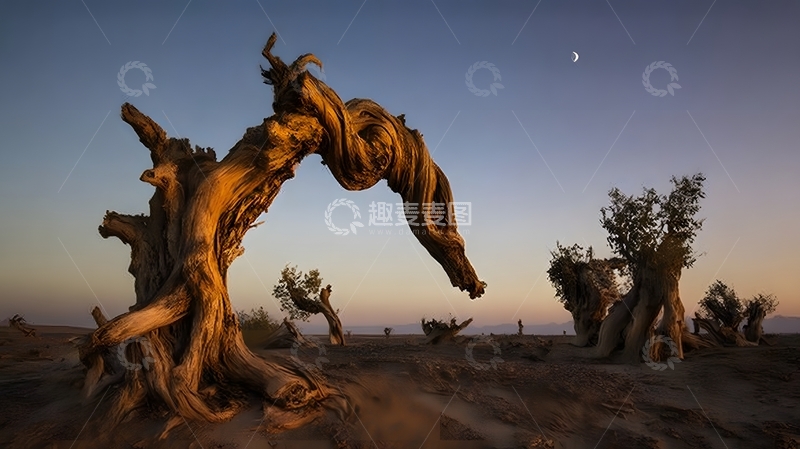 高清大图下载【趣麦麦图】枯木形态似骏马自然风光摄影