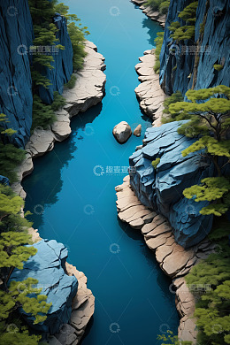 峡谷河流自然风光俯瞰