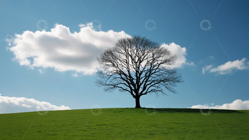 高清大图下载【趣麦麦图】草原上孤独的树木